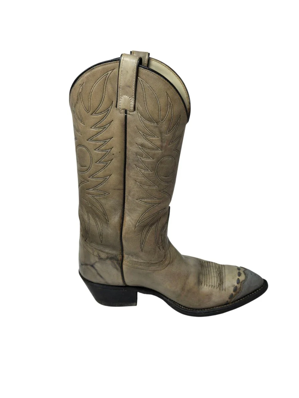 Vintage Acme Cowboy Boots Two Tone Gray Leather Size 7 1/2 EW